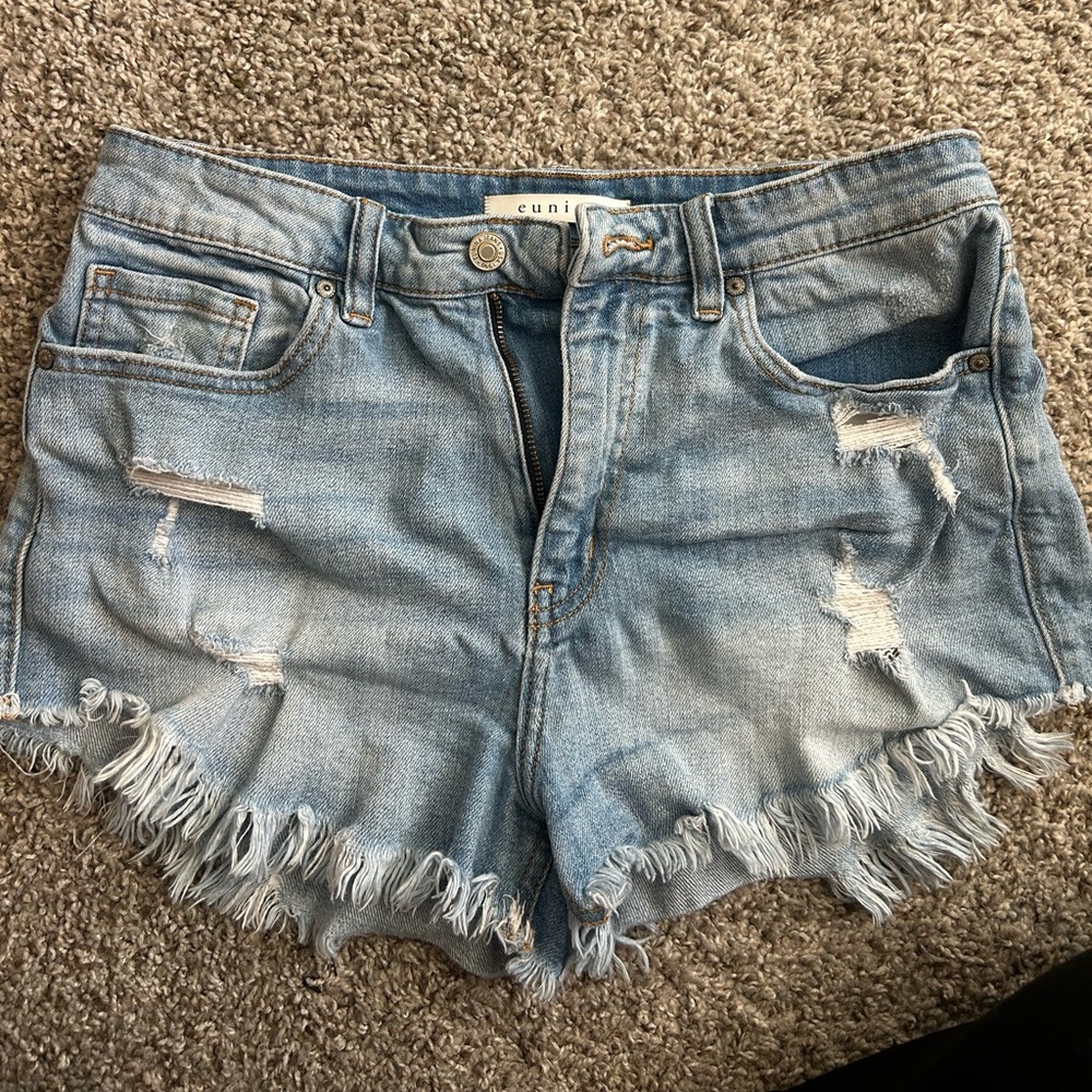 Eunina Light Blue Distressed Jean Shorts